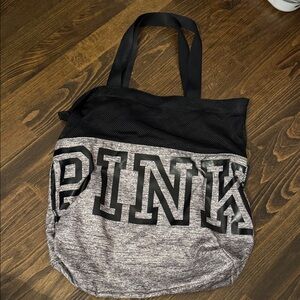 PINK Victoria's Secret Black and Gray Mesh Tote